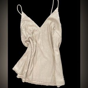 Elegant White Sequin Women's Top